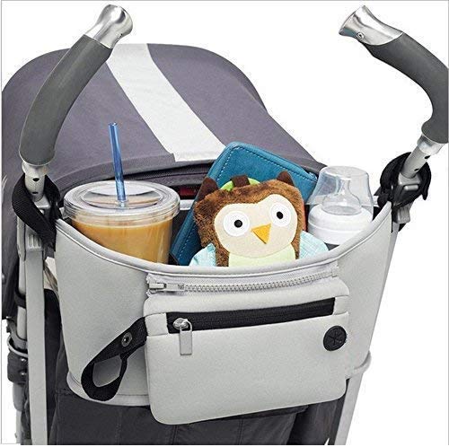 Pram Buggy Organiser Storage Bag Cup Bottle Drink Food Holder Storage Bag Organizer for Pram Pushchair Stroller Buggy Bags (Gray)