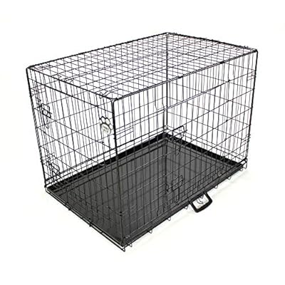 COZY PET Dog Cage 48" Black Metal Tray Folding Puppy Crate Cat Carrier Dog Crates Dog Cages. DC48B (We do not ship to the Channel Islands.)