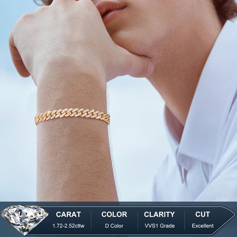Pulsera Moissanite para Hombre 6MM Oro Blanco 18K miniatura 2