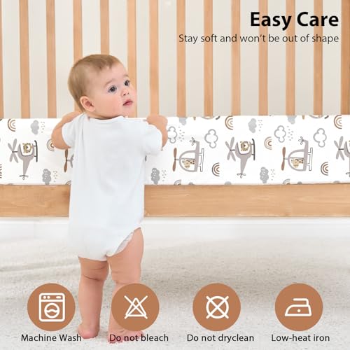 Baby Crib Sheets for Boys and Girls, 3 Pack Toddler Bed Sheets for 52”x28” Standard Toddler Mattresses, Soft Microfiber Fitted Crib Sheets Neutral Grey Helicopter