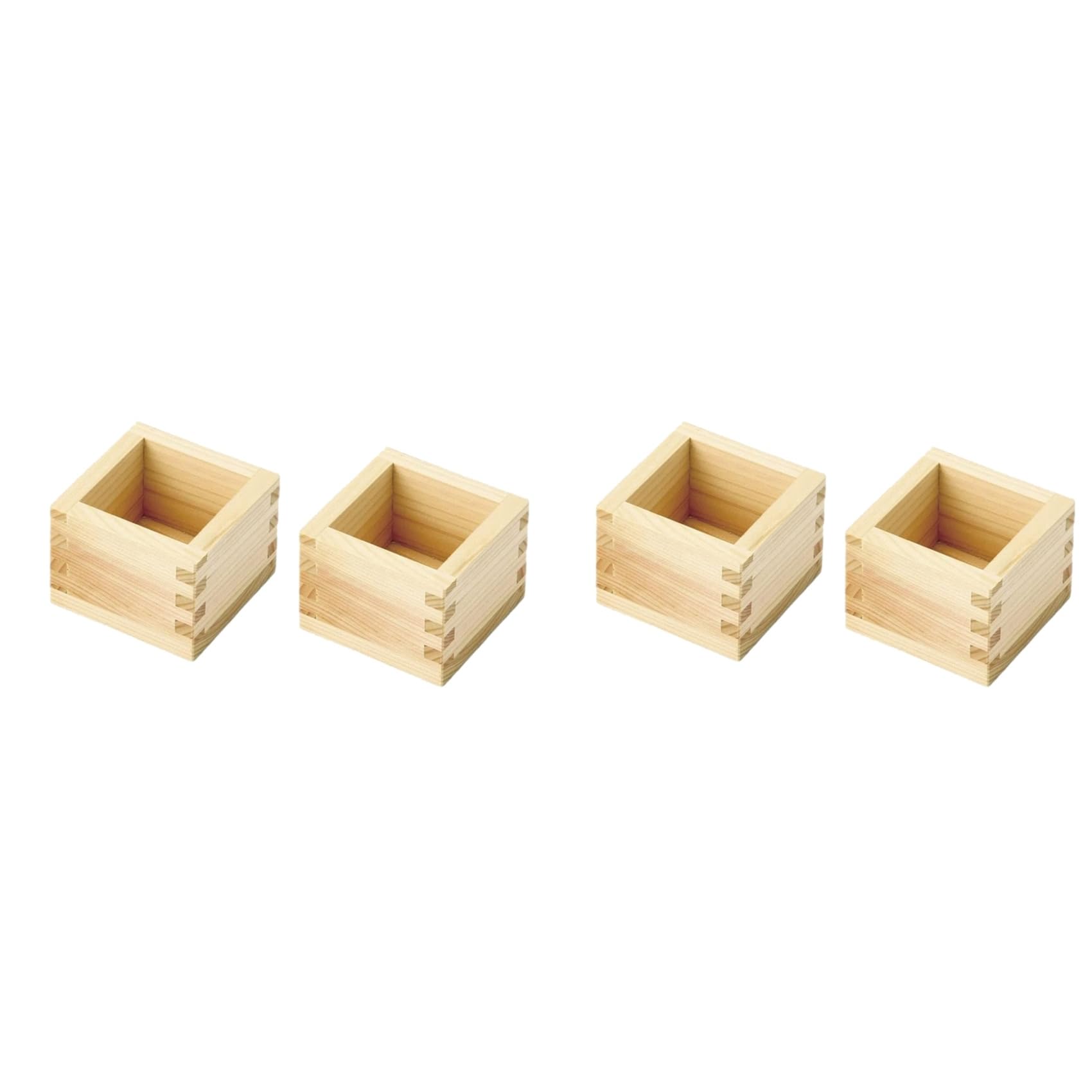 Hndhbfgrt 4pcs Japanese Culture Wood Wooden Sake Cup Masu Box 3.23inch L Square X 2.2inch H,Put the Wine Glass Inside