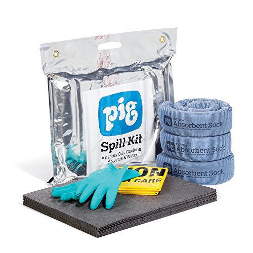Image of PIG Spill Pack, Spill Clean Up, 4-Gallon Absorbency, Absorb Oil, Coolant, Solvent & Water Spills, KIT261