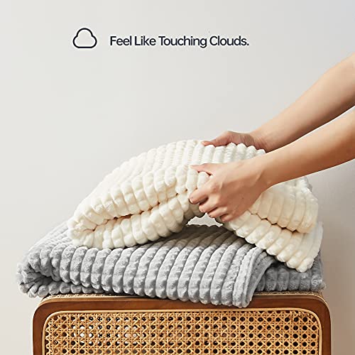 Simple&Opulence Lightweight Gray Throw Blanket For Couch,Plush,Cozy,Fluffy,Warm Soft With Stereoscopic Grid Design (Grey, 50" X 70") #TOP4