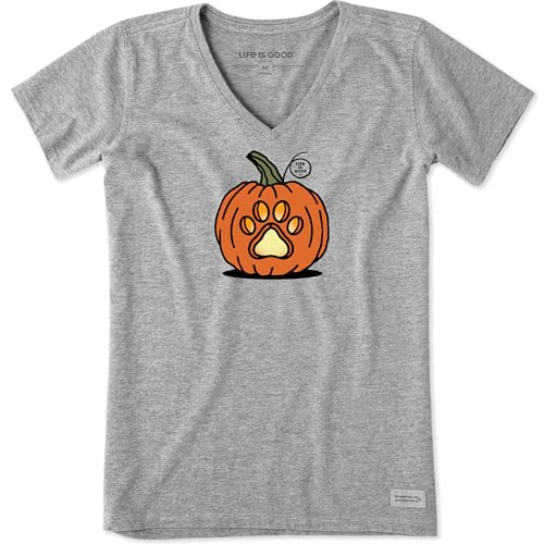 Life is Good Women's Crusher Tee, Short Sleeve Cotton Graphic T-Shirts, Paw Pumpkin