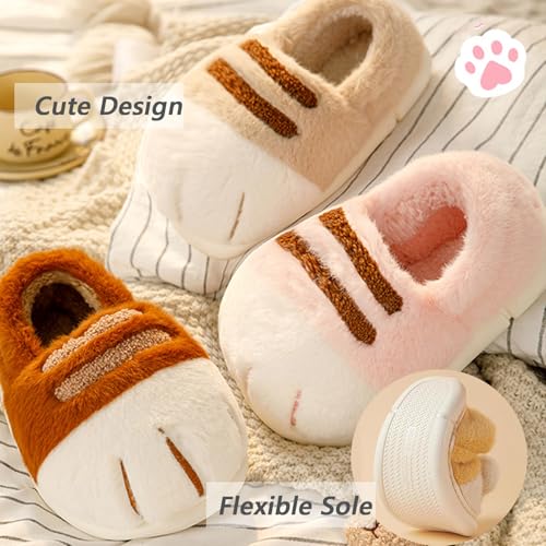 Cute Cat Paw Slippers for Women, 3D Fluffy Cat Paw Slipper, Cozy Furry Warm Winter Kitty Paw Shoes for House Indoor Outdoor4