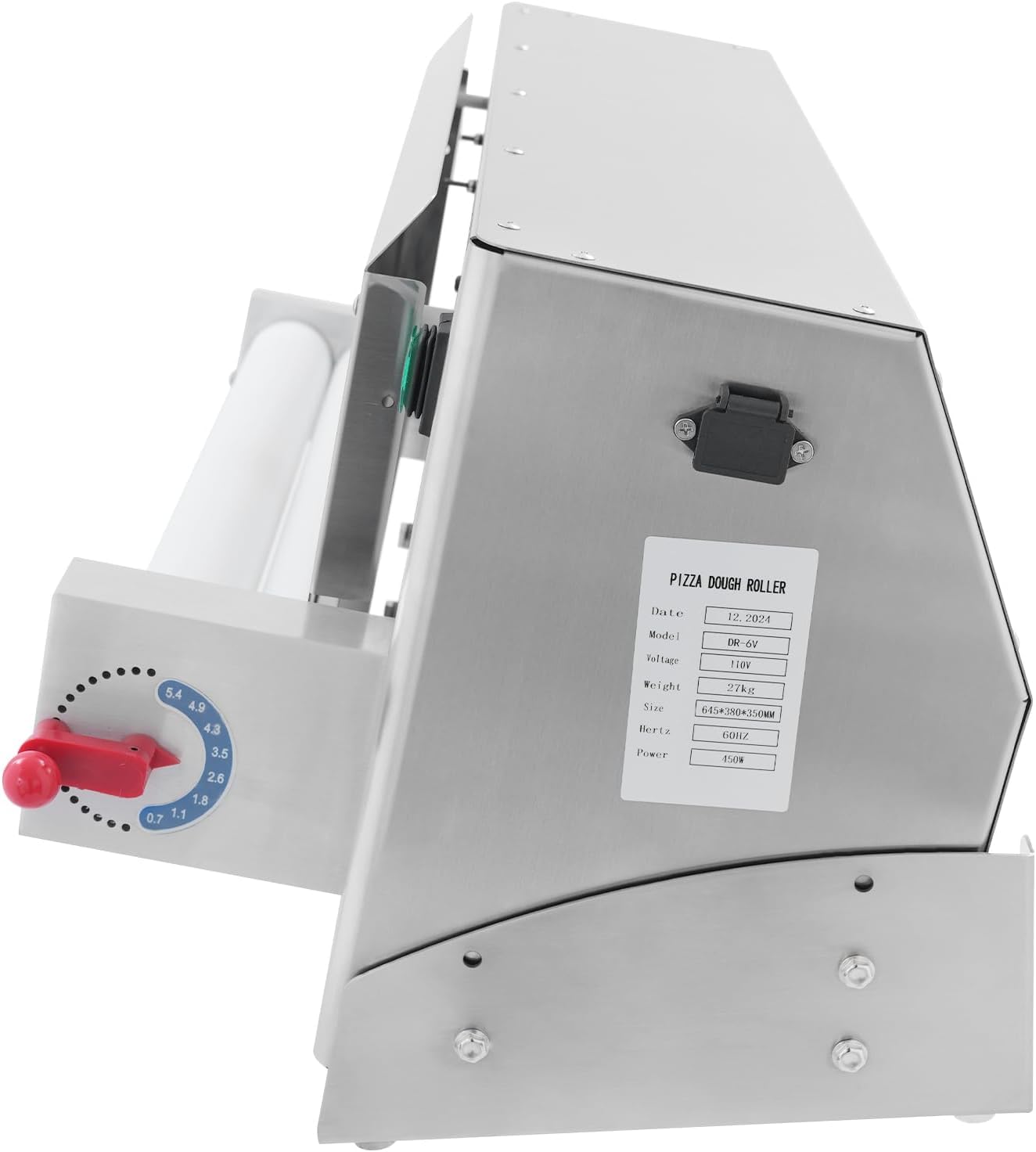 Stendetrice Elettrica Per Pizza, Rullo Professionale Da 450 W Con Controllo Dello Spessore Da 1 A 5,5 Mm, 240-260 Porzioni/ora E Diametro Dellimpasto Da 7,6 A 45,7 Cm Per Panifici E Cucine.