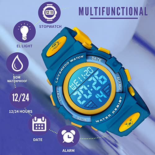Image of Kids Watch,Boys Watch for 3-15 Year Old Boys,Digital Sport Outdoor Multifunctional Chronograph LED 50 M Waterproof Alarm Calendar Analog Watch for Children with Silicone Band,Kids Gift