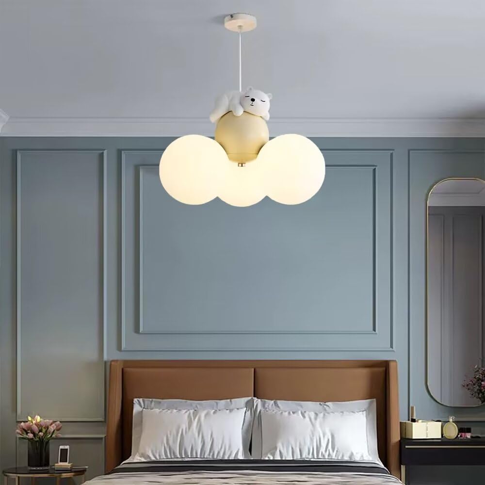 LED-Hängelampe mit schlafendem Bären, Cartoon-Ballon, Deckenleuchte, Kronleuchter, Hängelampe, Deckenlampe, Mond-Kronleuchter, Deckenbeleuchtung für Schlafzimmer, Kinderzimmer