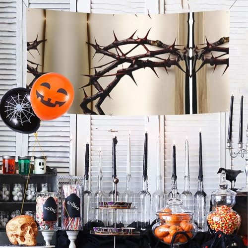 MINDBBDFJ Crown Of Thorns Print Banners And Signs For Outdoor/Indoor,Personalized Banner Customizable Parties Halloween Banner (180x90cm)2