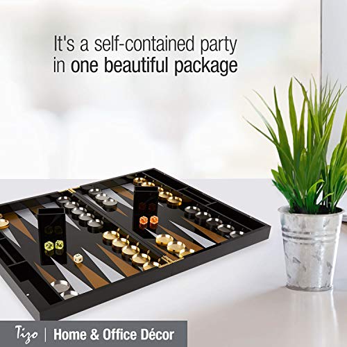 Juego de Backgammon Elegante TIZO 18” Lucite Negro miniatura 5
