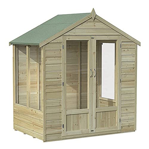 Forest Garden 6' x 4' Forest Oakley Double Door Apex Summer House (1.99m x 1.24m) Natural Timber