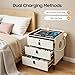 WINNIESHOP Smart Nightstand with Charging Station, Adjustable LED, Bluetooth Speaker, USB Ports, Fingerprint Lock, Bed Side Tables Bedroom Nightstand with Drawers for Bedroom (White, 3-Drawer)