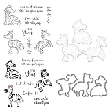 Kit di fustelle in metallo per realizzare biglietti e timbri trasparenti con animali e zeb...