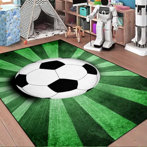 Football Rug for Boys - Grass Football Rug for Boys Kids Room Sports Carpet Rugs, 3'×4'