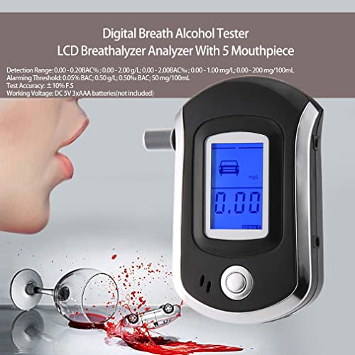 Image of Professional Digital Breath Alcohol Tester AT6000 | Portable High-Accuracy Breathalyzer & Alcohol Detector | Fast BAC Results for Driver, Home, Workplace, Event Safety