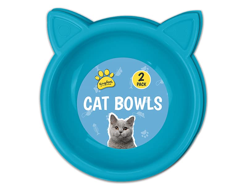 Trendy Cat Bowls - 2 Pack, Durable Plastic & Easy Clean (Grey) - Image 2