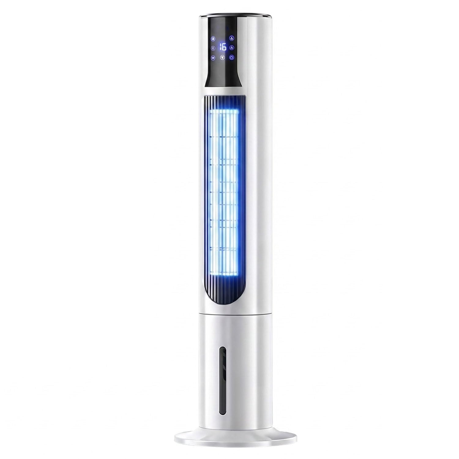 Tower Jonizator wieżowy, przenośny klimatyzator z oscylacyjną podstawą 12 godzin, timer i wentylator do zbiornika na wodę 10 l, 60 W, z pilotem do domu, biały