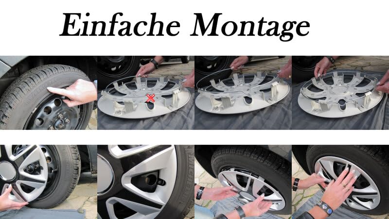Radkappen Radzierblenden kompatibel mit FIAT Ducato Itah 15 Zoll Schwarz 4 Stück