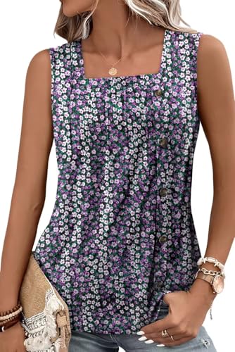 KISSMODA Womens Boho Tops for Summer Sleeveless Tanks Loose Fit Casual Blouse Daily Shirts for Leggings (S-3XL)
