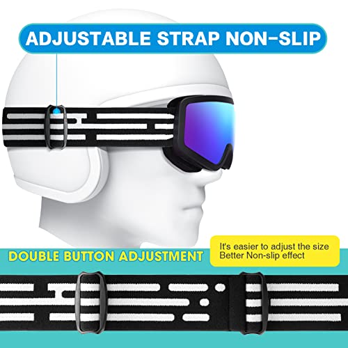 Image of EasYoung Kids Ski Goggles, Skiing Snowboard Goggles for Boys Girls Junior, Snow Glasses Helmet Compatible