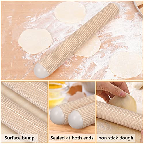 Www Plastic Rolling Pin, Food Grade Plastic Pizza Dough Roller, Non-Stick Time-Saving Rolling Pin For Bread Cookie Pastry Dough (7.95 X 1.05 X 1.05 Inches),Beige #TOP3