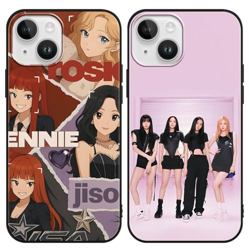 2 Piezas Blackpink Idol Funda para Xiaomi Redmi Note 11 Pro (4G/5G)2022 6.67'', Korea Kpop Star Lisa Rose Jenny Jisoo Patrón Diseño Carcasa Antichoque Protecciones Case Suave Negro TPU Case Fundas