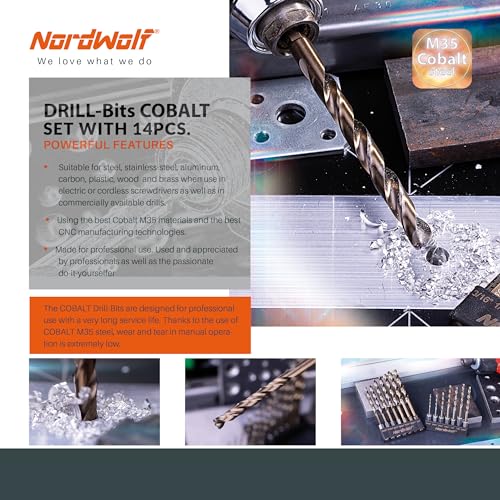 NordWolf M35 Cobalt Hex Shank Drill Bit Set