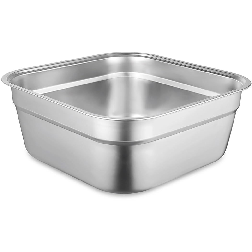 2 cuencos de lavado, cubeta de acero inoxidable para fregadero, recipiente de cocina cuadrado grande, lavabo de verduras, plato para uso doméstico