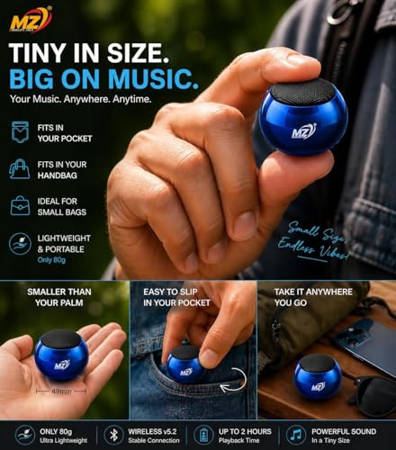 Image of Mini Bluetooth Speaker 3W Portable Wireless Speaker with Deep Bass, Bluetooth 5.2, Built-in Mic, Pocket Size Sound Box, 2 Hours Playtime, Ultra Compact (Aurora Blue)