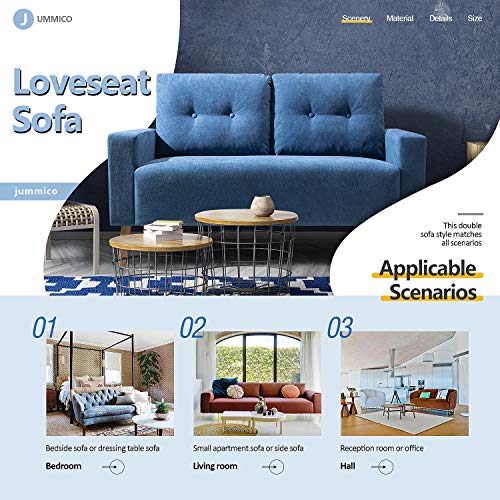 image for JUMMICO Modern Loveseat Sofa Fabric Couch Mid Century Love Seat with 2
