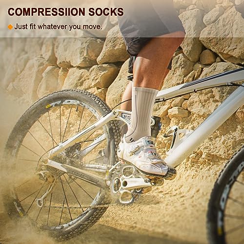 Image of BULLIANT Men 6-Pack Athletic Compression Crew Socks for Running Gym Sports