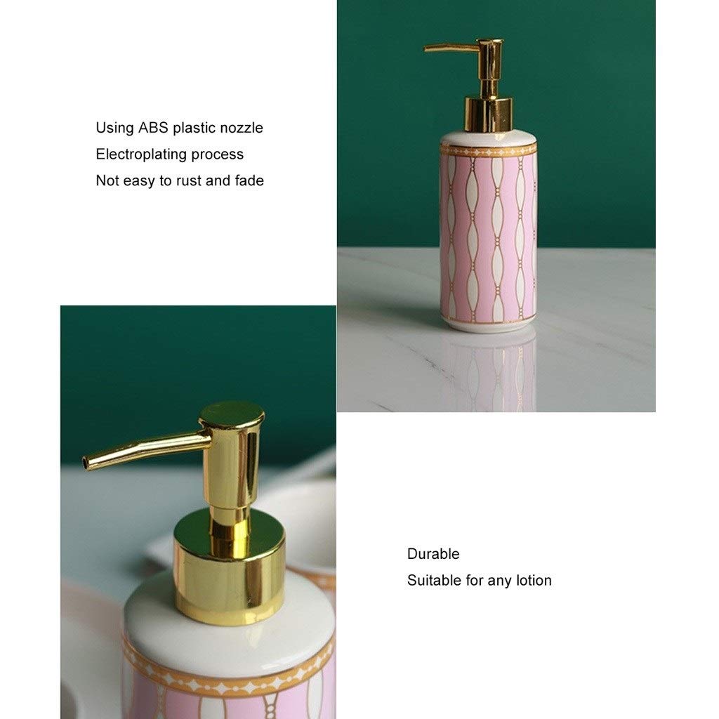 Dozownik mydła/dozownik mydła do mydła 6-częściowy artykuły gospodarstwa domowego Ceramiczne zestaw akcesoriów łazienkowych, w tym dozownik mydła Uchwyt do szczoteczki do zębów Kubek mydła i praktyczn