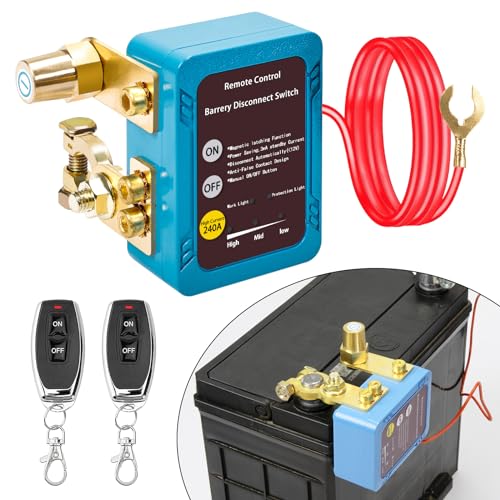 Image of Remote Battery Disconnect Switch 12v, Kill Switch for Car Truck, Anti-Theft | Upgrade Smart Voltage, Remote Battery Cut Off Switch, 240A, Car Kill Switch, Prevent Drain (Side Installation)
