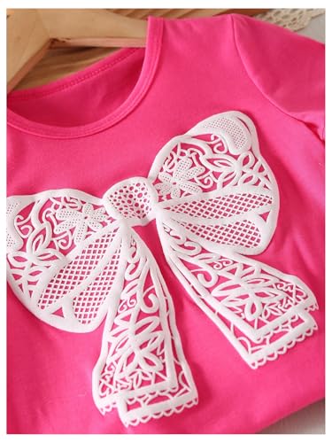 Verdusa Toddler Girl's Cute Bow Tops Coquette Round Neck Graphic Tees Summer T Shirt3