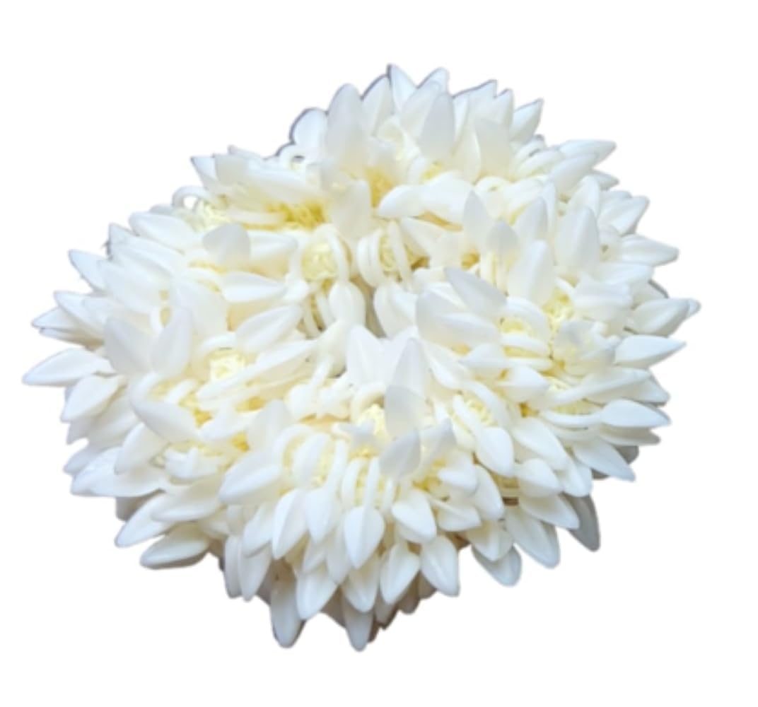 S,S Store 2 Pcs Hair Rose White Mogra Artifical Rubber Band Gajra Phool Gazra Hair Accessories for Women Girls Indian Wedding Gajra For Function - Image 4