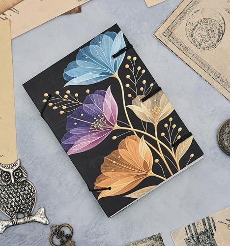 Image of Handmade Floral Diary with Button Lock | Eco-Friendly Recycled Paper Journal for Writing, Notes & Gifting (7x5 Inch)