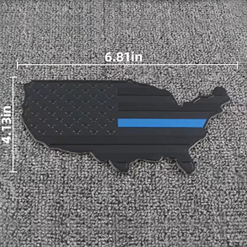 Image of American Flag Map Stickers, 2 Pack Auto Fender Emblems with USA Black Flag, 3D Metal US Flags Decal, 7 inchx4 inch Badge for Car Bumper, Universal Fit for Truck SUV Motorcycle Laptop (Black /Blue)