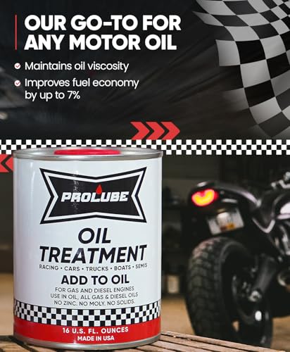 Image of Prolube Oil Treatment - Engine Oil Additive for Gas & Diesel Engines - Reduces Wear, Noise, Vibration - Boosts Fuel Economy & Horsepower - Works on Transmissions & Differentials (16oz)