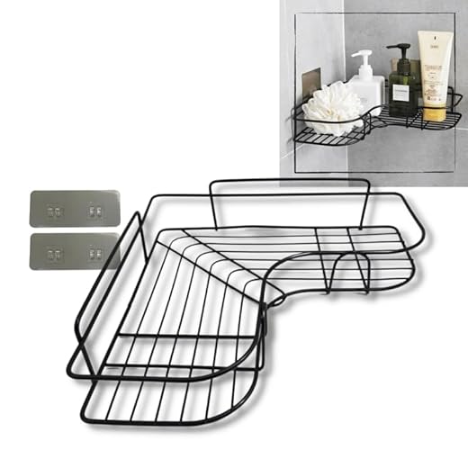 Porta Shampoo Sabonete Suporte De Canto Parede Banheiro(PRETO)