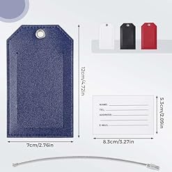 4 PU Luggage Tags with Personal Information Card Labels for Suitcases and Travel Bags