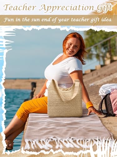 Hahafelt 2 piezas bolsa tote de verano y toalla de playa miniatura 4