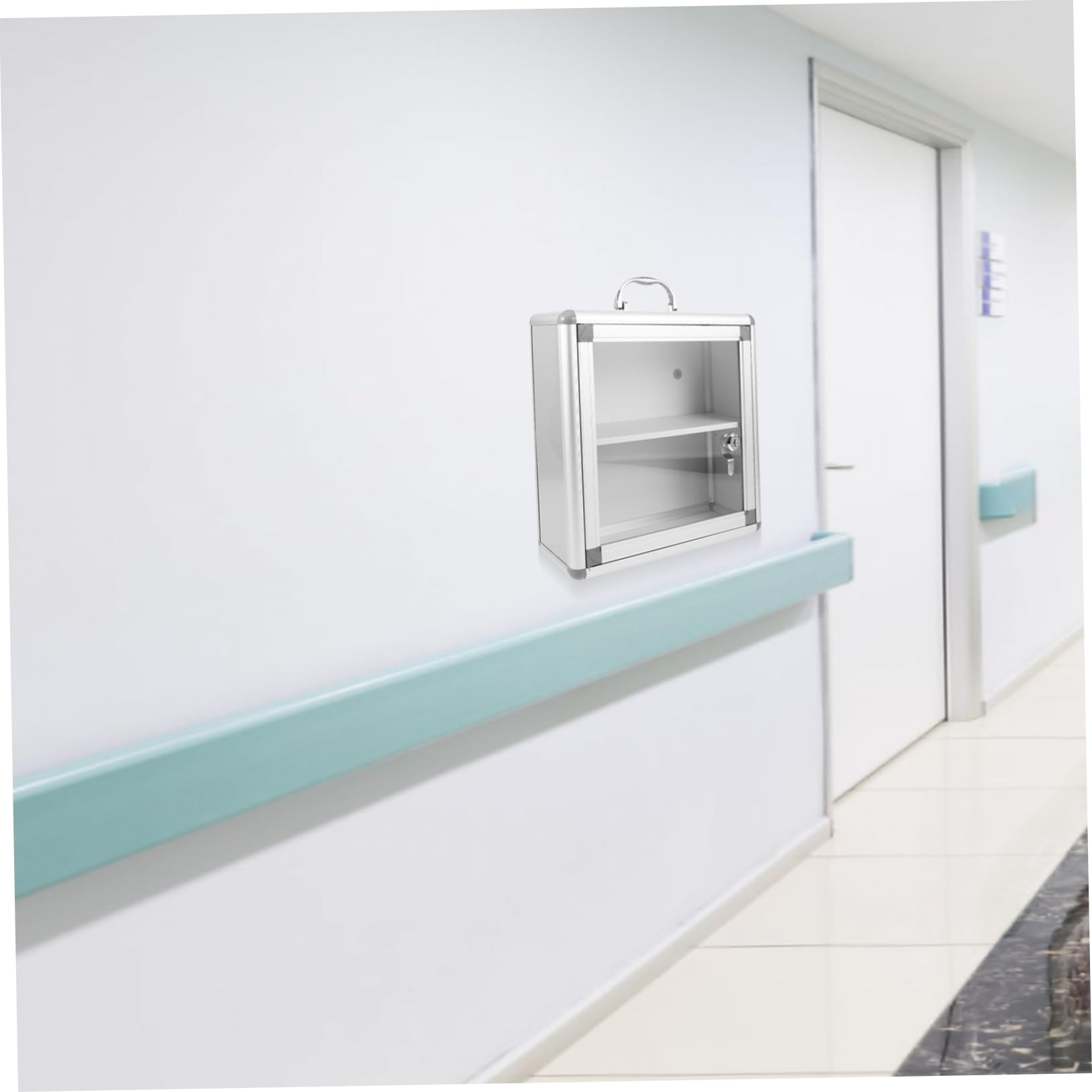 Botiquín Doble Compartimento de Aleación Metálica de Pared para Almacenamiento de Medicamentos de Emergencia en Lugares Públicos y Deportivos
