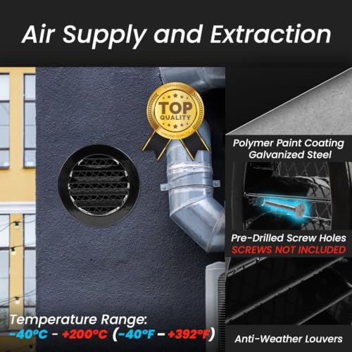Image of Repa Market 10 Inch (Vent Opening Size) Heavy-Duty Black Aluminum Alloy Gable Vent - Air Vent Covers with Mesh Screen - Cold Air Intake, Register Vent Cover for HVAC - Outdoor Air Return Grille