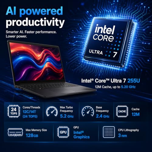 Image of Dell 15.6 inch Touchscreen Laptop 16 GB DDR5 RAM 1 TB SSD Intel Ultra 7 255U | Up to 5.2 GHz, FHD WVA 220 nits, Intel Graphics, Wi-Fi6, 30 FPS RGB Webcam, Backlit KB, AI Copilot key, Windows 11 Pro