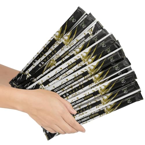 Soeos Disposable Chopsticks, 50 Pairs, 9 Inches Premium Chopsticks Disposable for Daily Use, BBQ & Parties, Disposable Bamboo Chopsticks (Black Packaging)