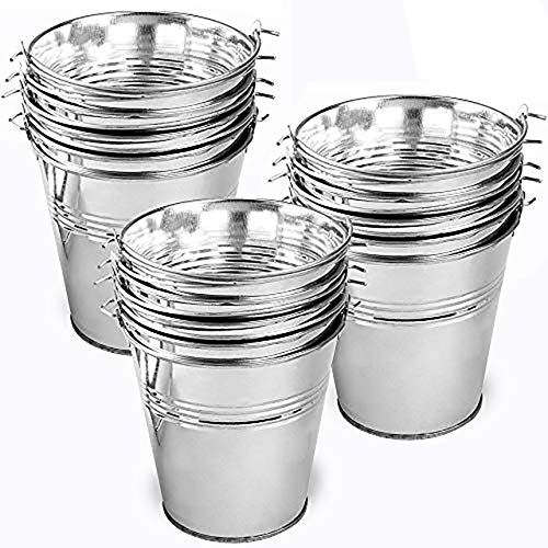 12 Cubos Pequeños de Metal Galvanizado - Decoración ideal para cubos de plata, mini cubos de servicio para botanas de fiesta, cubos de hielo, 10.5 x 10.5 x 7.5 cm por pieza.