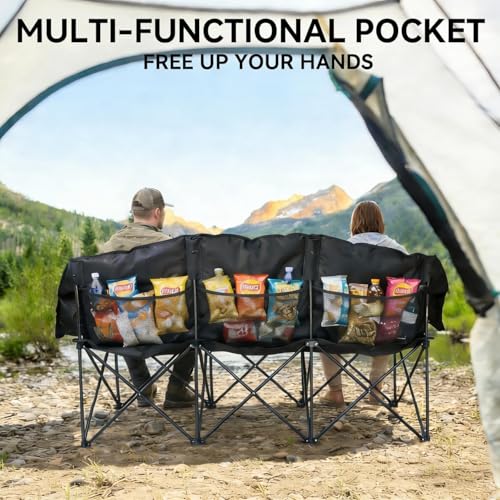 Image of Oversized 3 Person Camping Chair Double Camp Loveseat Lawn Chair