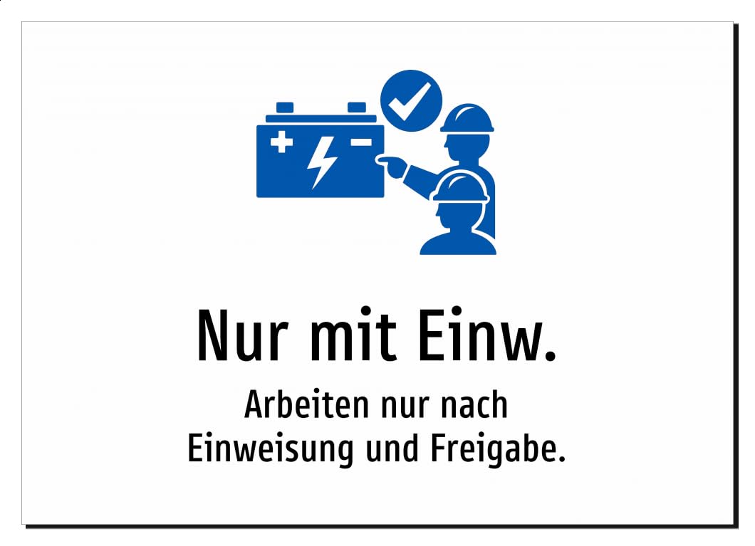 36257-DE-S-13 | Nur mit Einw. - Arbeiten nur nach Einweisung und Freigabe | Aufkleber A2, 594 x 420mm | mit Symbolgrafik und Text