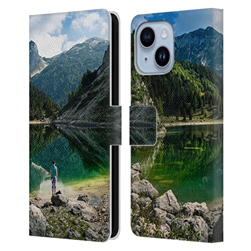 Housse cuir iPhone 14 Plus Mountain Lake pour les passionnés de voyage