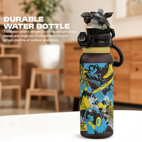 Image of BAYBEE 2 in 1 Baby Sipper Bottle for Kids | Anti-Spill BPA Free Baby Water Bottle with Silicone Straw & Carry Handle | 900 ML Drinking Water Bottle for Kids Toddlers 12+ Months Boys Girls (Black)